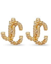 Jimmy Choo - Crystal-Embellished Jc Stud Earrings - Lyst