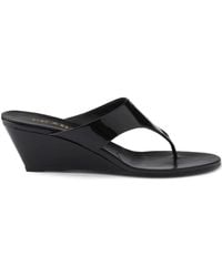 Prada - Patent Leather Wedge Thong Sandals Shoes - Lyst