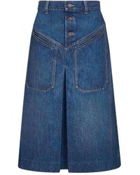 Chloé - Knee-Length Denim Skirt - Lyst