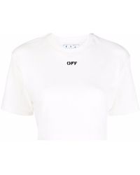 Off-White c/o Virgil Abloh T-shirt crop con logo - Bianco