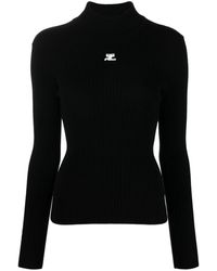 Courreges - Courrèges Rib Knit Mock Neck Sweater - Lyst