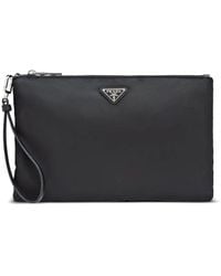 Prada - Re-Nylon Triangle-Logo Clutch Bag - Lyst