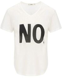 Fendi - Ivory Jersey T-Shirt With Noi Print - Lyst