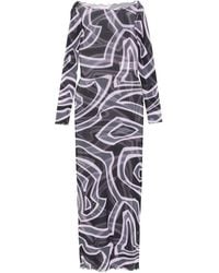 PUCCI - Abstract-Print Long-Sleeved Tulle Maxi Dress Clothing - Lyst