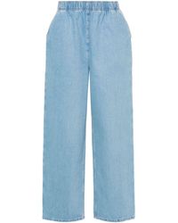 Prada - Elasticated-waistband Wide-leg Jeans - Lyst