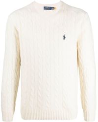 Polo Ralph Lauren - Textured Cable Knit Sweater With Round Neckline And Fitted Silhouette - Lyst