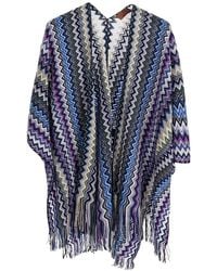 Missoni - Zig-Zag Knit Poncho With Fringes - Lyst