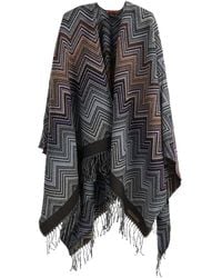 Missoni - Zig-Zag Wool Poncho With Fringes - Lyst