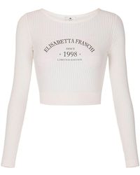 Elisabetta Franchi - Printed Logo Knit Top - Lyst