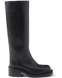 Prada - High Calfskin Leather Boot With Block Heel - Lyst