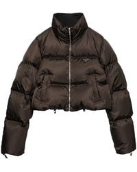 Prada - High Collar Crop Down Jacket - Lyst