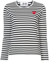 COMME DES GARÇONS PLAY - Logo Striped Cotton T-Shirt - Lyst