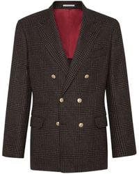 Brunello Cucinelli - Wool-Alpaca-Silk Prince-Of-Wales Blazer - Lyst