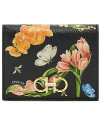 Ferragamo - Floral Print Gancini Compact Wallet - Lyst