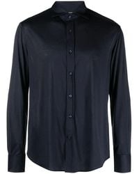 Brunello Cucinelli - Silk And Cotton Jersey Shirt With Spread Collar - Lyst