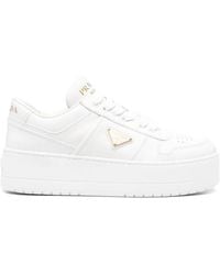 Prada - Downtown Bold Leather Sneakers - Lyst