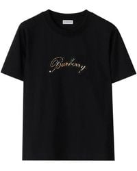 Burberry - Cotton Check Logo T-Shirt - Lyst