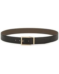 Ferragamo - Gancini Hammered Leather Reversible Belt With Rectangle Buckle - Lyst