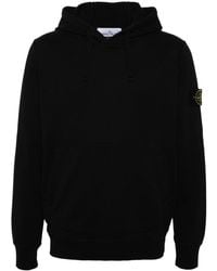 Stone Island - Cotton Fleece Hooded Sweatshirt With Pouch Pocket - Lyst