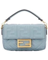 Fendi - Baguette Mini Leather Bag With Embossed Ff Motif - Lyst