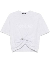 Versace - Chic Safety Pin Cropped T-Shirt - Lyst