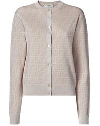 Fendi - Slim Fit Ff Wool Cardigan - Lyst