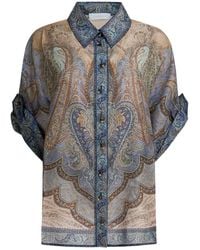 Zimmermann - Wanderlust Short-Sleeved Silk Shirt - Lyst