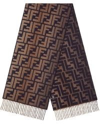 Fendi - Faded-Effect Ff Jacquard Wool And Cashmere Scarf - Lyst
