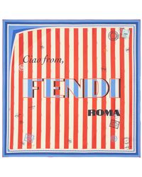 Fendi - And Rust Striped Silk Foulard - Lyst