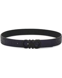 Ferragamo - Embossed Pattern Reversible Gancini Belt Accessories - Lyst
