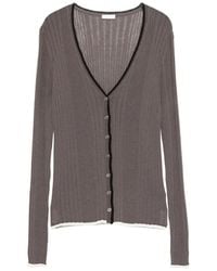 Roberto Collina - Contrasting Hem V-Neck Ribbed Cardigan - Lyst