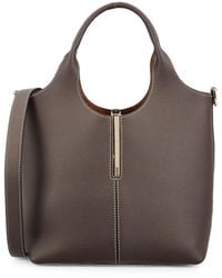 Tod's - Leather Mini Tote Bag With Branded Metal Bar Accessory - Lyst