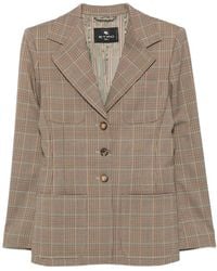 Etro - Single-Breasted Check Pattern Wool Blend Jacket - Lyst