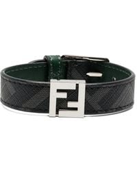 Fendi - Ff Canvas And Leather Bracelet - Lyst