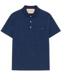 Valentino Garavani - Cotton Piqué Polo With Vgold - Lyst
