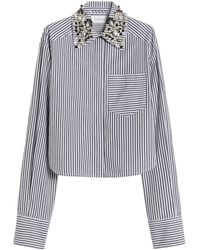 Sportmax - Striped Crop Shirt In Poplin - Lyst