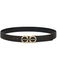Ferragamo - Logo Buckle Textured Belt - Lyst