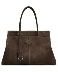 Tod's - Medium Suede Leather Shopping Bag - Lyst