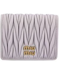 Miu Miu - Small Matelassã Nappa Leather Wallet With Snap Closure - Lyst