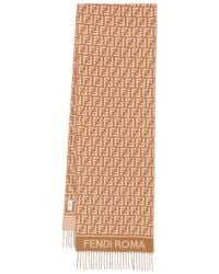 Fendi - Camel Wool And Cashmere Ff Scarf - Lyst