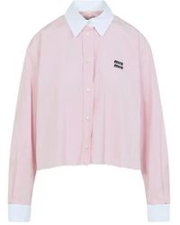 Miu Miu - Poplin Cropped Shirt - Lyst
