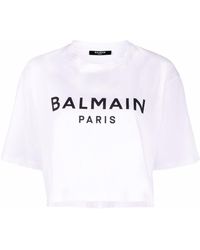 Balmain Cropped Logo-print T-shirt - White