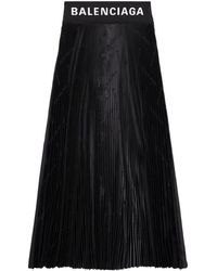 Balenciaga - Pleated Logo-jacquard Midi Skirt - Lyst