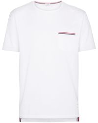 Thom Browne - T-shirt in cotone con taschino - Lyst