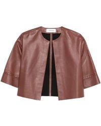 Yves Salomon - Laser-Cut Leather Cropped Jacket - Lyst