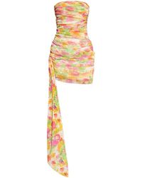 Saint Laurent - Floral Ruffled Dress - Lyst