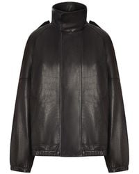 Saint Laurent - Oversized Leather Jacket With High Collar - Lyst
