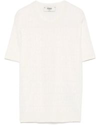 Fendi - Ff Cotton And Viscose Short Sleeved Jumper - Lyst
