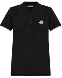Moncler - Logo Patch Cotton Pique Polo Shirt - Lyst