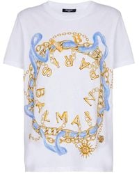 Balmain - T-Shirt With Colorful Print - Lyst